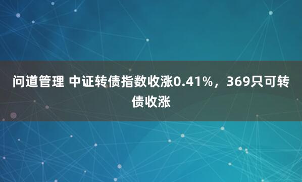 问道管理 中证转债指数收涨0.41%，369只可转债收涨