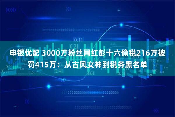 申银优配 3000万粉丝网红彭十六偷税216万被罚415万：从古风女神到税务黑名单